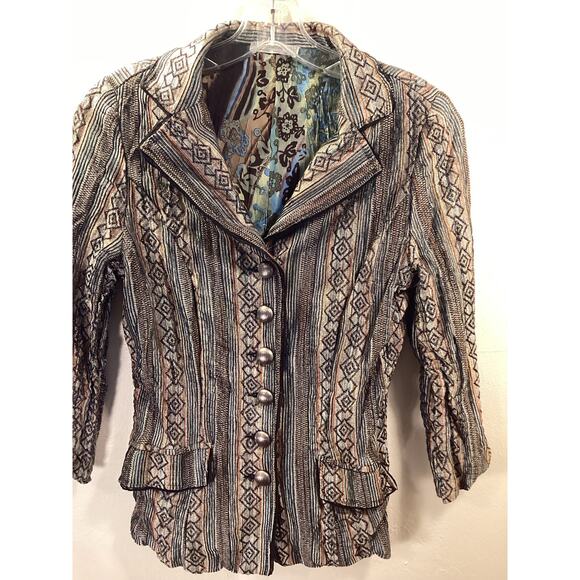 Alberto Makali Multi Color Crinkle Knit "Missoni Look" Mid Sleeve Jacket Top M - Picture 1 of 11